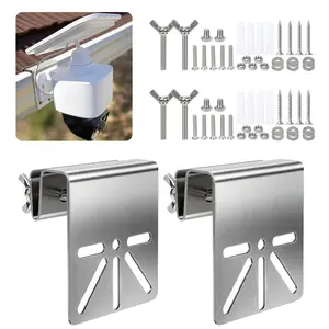 2 Sets Stainless Steel Gutter Mount Brackets for Cameras - Home Security, Wireless Functionality Security Cameras & Systems Kit - No-Drill Outdoor Installation Holder with Anti-Rust Screws & Accessories
