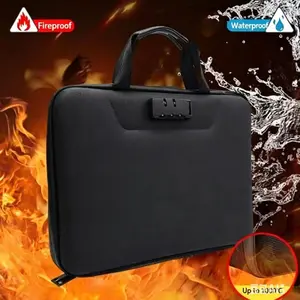 Fireproof Waterproof File Bag with Combination Lock, Portable Handheld Document Storage Box, Secure for Legal Documents, Passport, Certificates