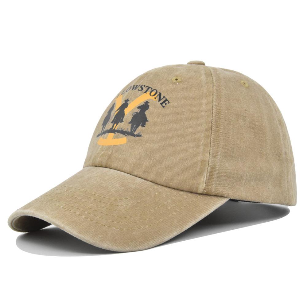 Cross-border European and American Y-print baseball cap, YELLOWSTONE embroidered duckbill cap, washed and distressed curved brim Yellowstone cap