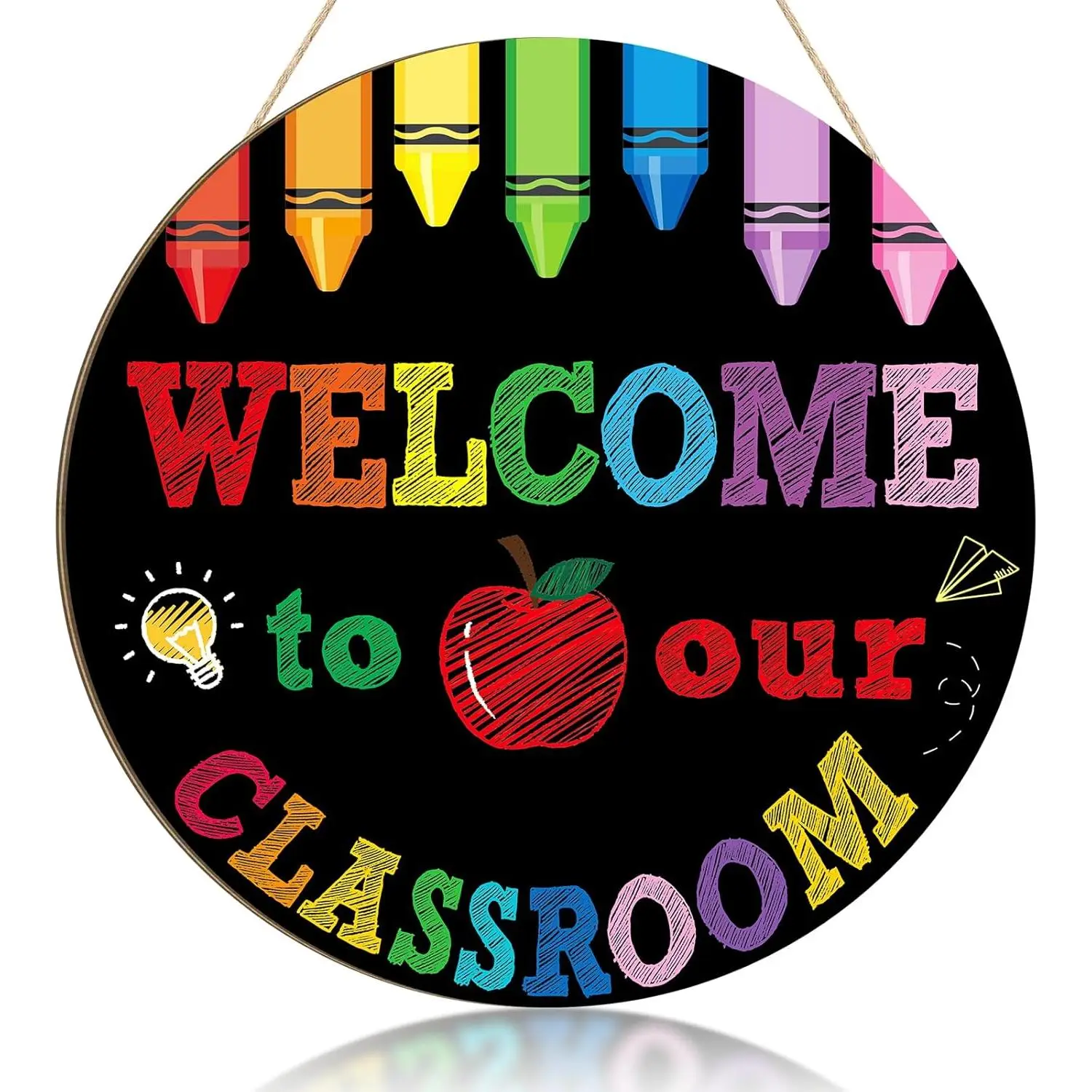 Welcome Sign for Classroom Decoration Door Wreath for Front Door Wall Signs  to School Wreath Welcome to Our Class Signs  for  Party Outdoor Indoor Teacher Supplies
