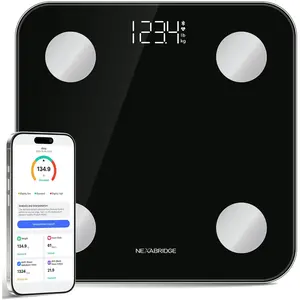 Smart Scale for Body Weight, BMI, Body Fat, Muscle Mass, 11" Large Digital Bathroom Scale, 25 Body Composition Analysis, Sync App, Bluetooth, LED HD Display, 400 lbs - Nexa 2