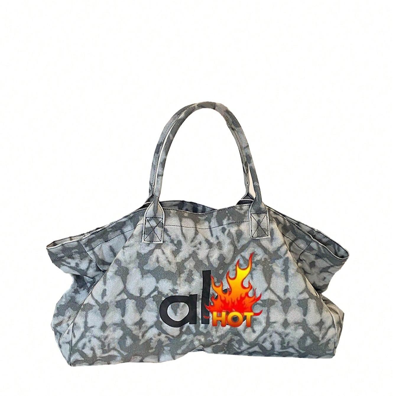 Yoga Mat Tote Bag Unisex Canvas Shoulder Bag, Large Capacity Gym Bag For Sports, Shopping, Traveling and Outgoing