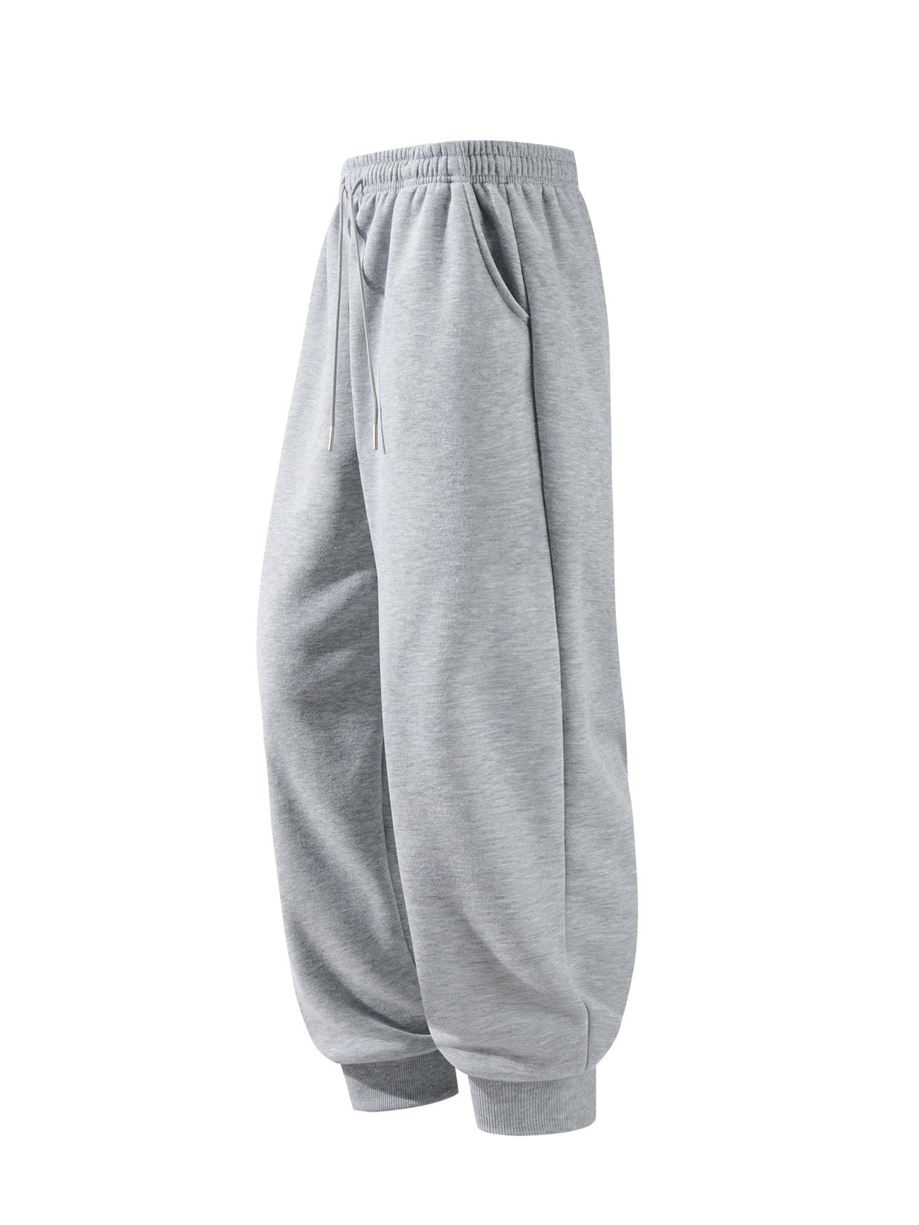 [2 Pack Solid Color Joggers] Men's Ankle-Length Sports Pants for All Seasons - Comfortable & Versatile Workout Running Sweatpants in Black Grey Beige & Dark Grey Two-Piece Set of Solid Color Sports Pants Made from Durable Polyester Fibers