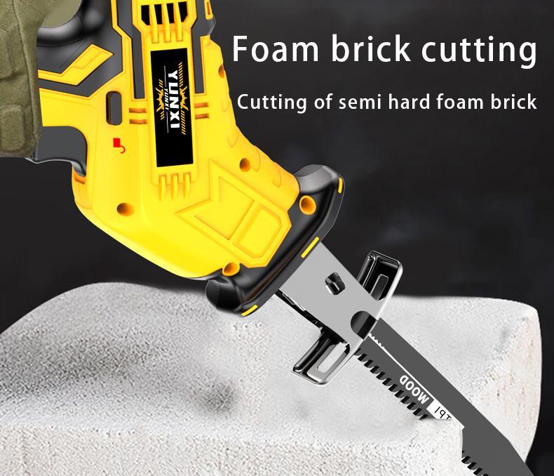 YUNXI Brushless Reciprocating Saw with BladesCordless Multi-Functional Reciprocating Saw – Electric Jigsaw for Wood, Metal & PVC Cutting – Woodworking & Gardening Saw with Battery tool-free blade change