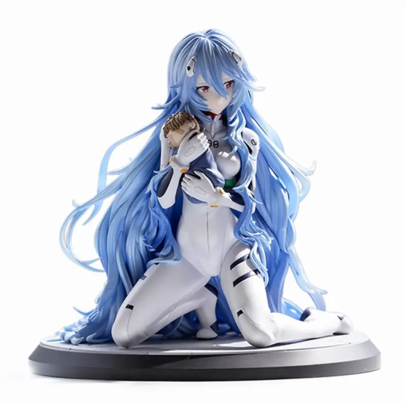 Neon Genesis Evangelion Rei Ayanami PVC Figure, Long Hair Uniform, Detailed Painting, Collectible Model, Futuristic Figurine, Desktop Decor