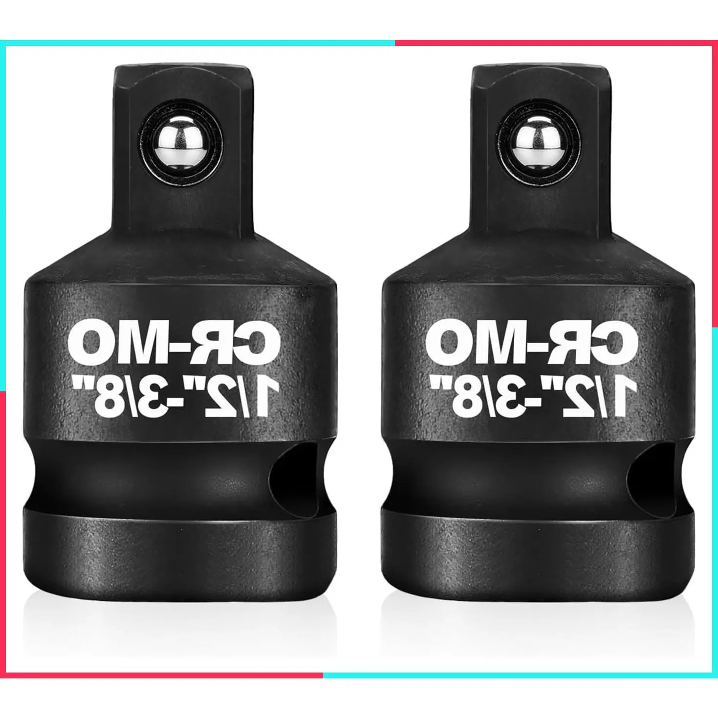 1/2" Female to 3/8" Male Impact Socket Adapter Reducer Set, 2 Pcs Chrome Molybdenum Steel Drive Conversion Adapters for Impact Wrench and Sockets