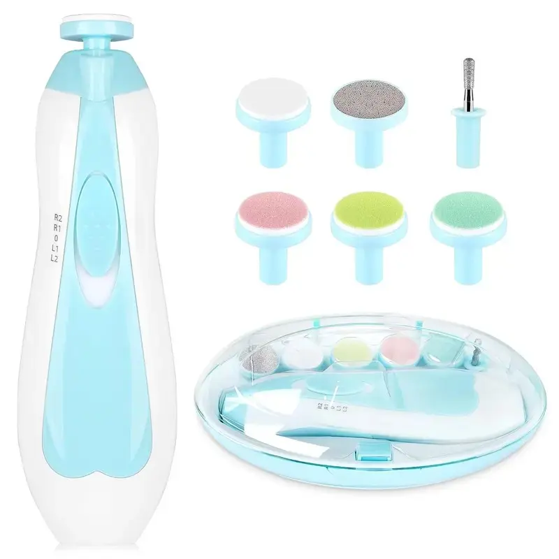 1 Set Baby Electric Precise Nail Trimmer Bidirectional 4 Speed With LED Light Auto Stop Safe Nail Grinding Tool For Newborn Toddler Kids Adults