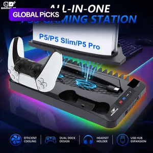GAMINJA P58 Cooling and Charging Station for PS5, Multifunctional Vertical Stand with Cooling Fan and Charging Base, Compatible with PS5, PS5 Slim, and PS5 Pro #GLOBAL PICKS