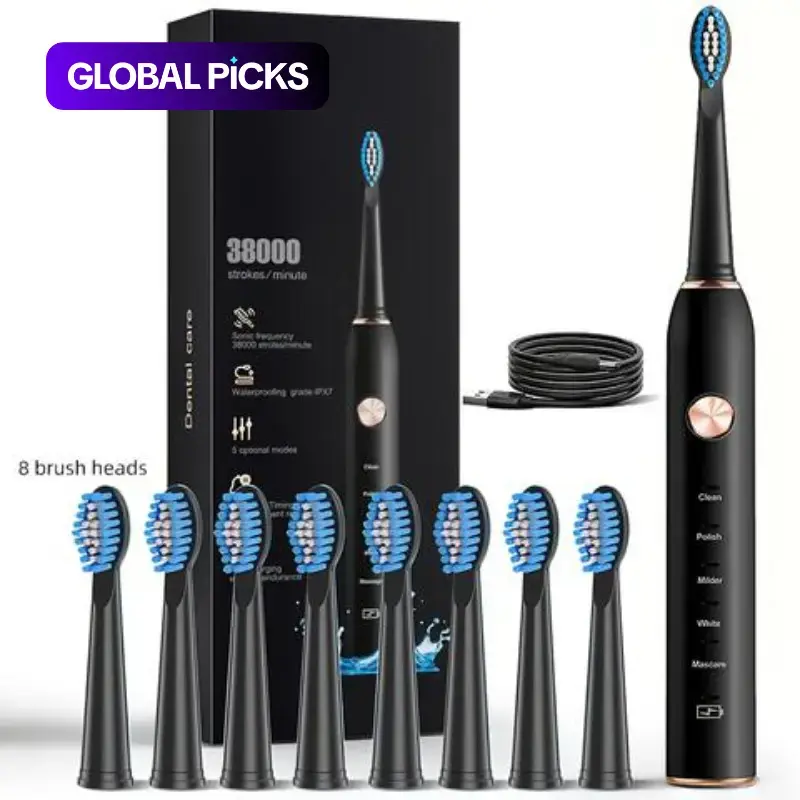 Electric Sonic Toothbrush, Powerful Cleaning, Rechargeable Design, Effective Plaque Removal, Ideal for Daily Oral Care, Detachable Brush Heads #GLOBAL PICKS