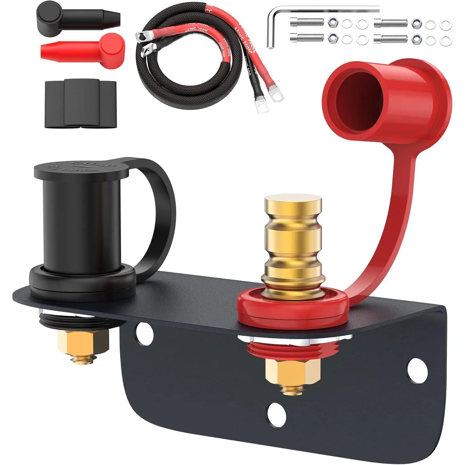 Remote Battery Terminals 3/8" Stud Battery Jump Post with Heavy Duty Mounting Bracket 250A Battery Charging Post Kit Marine Battery Charger Jumper Post for Auto UTV RV Truck