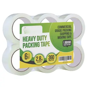 Heavy Duty Clear Packing Tape 2.8 mil, 1.88 x 180  (60 Yards)- Big 6 Rolls (360 Yards) of Moving/Shipping/Storage Tape Suitable to Refill Dispenser , Durable and Easy to Use