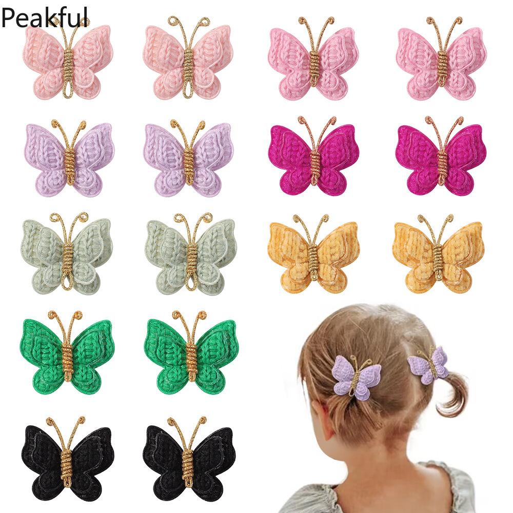 4pcs Butterfly Hair Clips Set – Cute Wool Knitting Accessories for Kids, Colorful Barrette for Bangs, Perfect Hair Grips for Girls, Adds Charm & Style to Everyday Hairdos