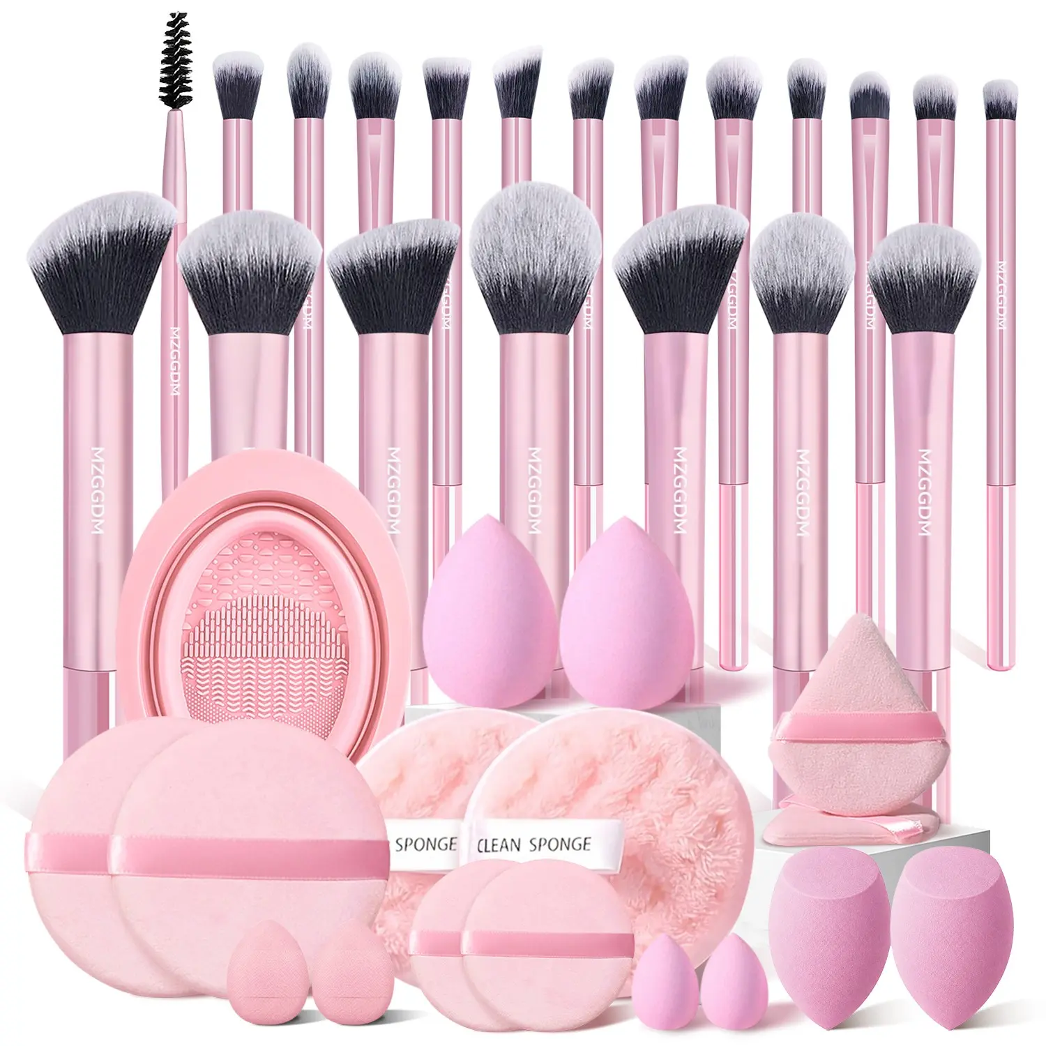 MZGGDM 37pcs Professional Makeup Brush Set, Includes Multiple Sponges, Makeup Puffs, and Essential Brush Cleaning Tools And Other Multi-Purpose Makeup Tools, Complete Makeup Kit Ideal for Women, The Best Choice for Girls' Holiday Gifts