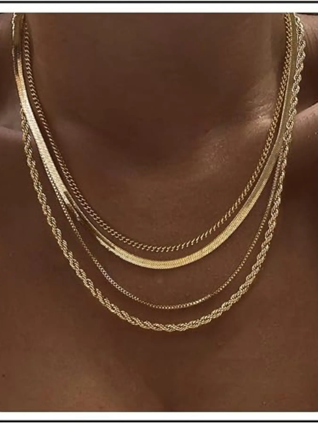 4-Piece Layered Necklaces Set, Women's Fashionable Stackable Chains, Elegant Non-Fading Jewelry, Short Chain Styles
