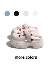 Women's Light Pink Dessert-themed DIY Clogs, Coffee & Bread Decor Chunky Slides for Girls
