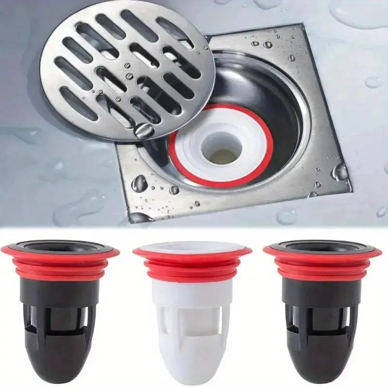 2pcs Floor Drain Anti-Odor Bathroom Fixtures - Easy Install, No-Drill Plastic Core with Random Color Caps, Prevents Sewer Gas & Deodorizes Drains for Kitchen, Laundry Room