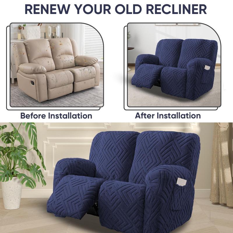 Lavishcover Recliner Loveseat Chair Cover 6pc Set Stretch Sofa Slipcover Nonslip Elastic Furniture Protector for Living Room Home Decor