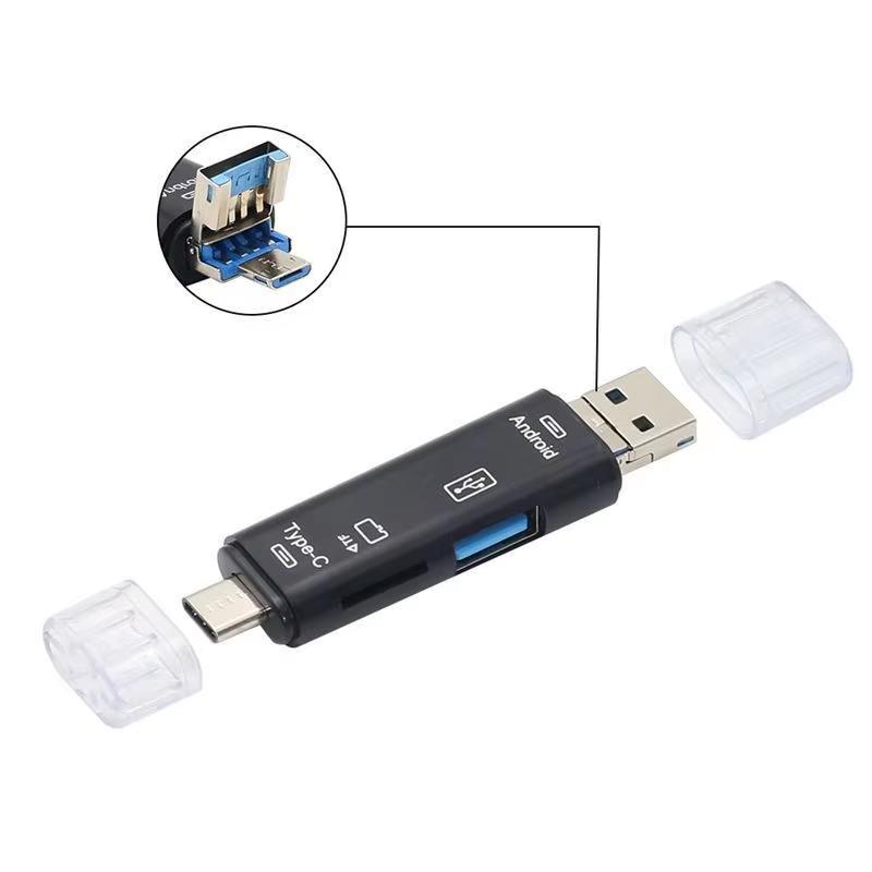 5 in 1 Multifunction USB 2.0 Type C USB Micro USB SD TF Memory Card Reader for Android Computer Dock OTG Type C Adapter