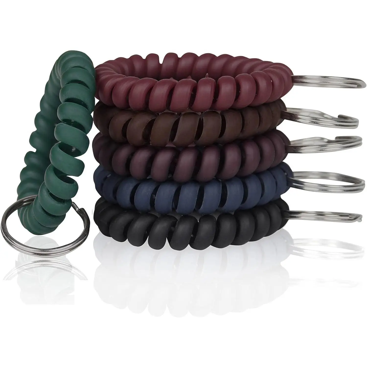 Pack of 6 Wrist  Spiral Stretchable Plastic Coil Wrist Key Holder Stretch Wristband Elastic Stretchable Spiral Bracelet Key Holder Key Ring for ID Badge Sauna Outdoor