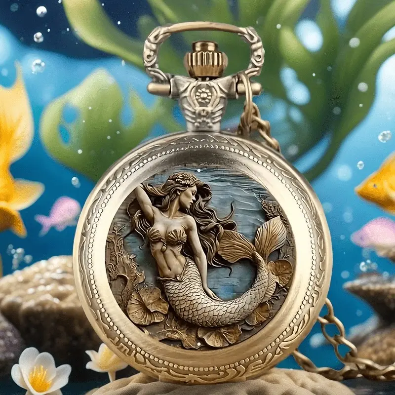 Timeless Treasure, Glass Round Quartz Pocket Watch, Fashion Quartz Pocket Watch With Chain, Creative Dressing Watch, Vintage Jewelry, Unique New Year Christmas Birthday Gift