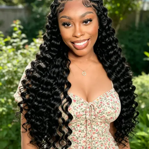 Anytime 26inch Lace Braid Wig, Braided Wigs, Deep Wave Texture Synthetic Fiber, Comfortable Fit, 13*6 Lace Area, Suitable for Women, All Seasons