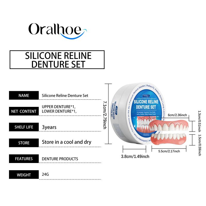 2pcs Denture False Teeth Set Teeth Beauty Set Enhance Smile Aesthetics Comfortable Material Care Kit