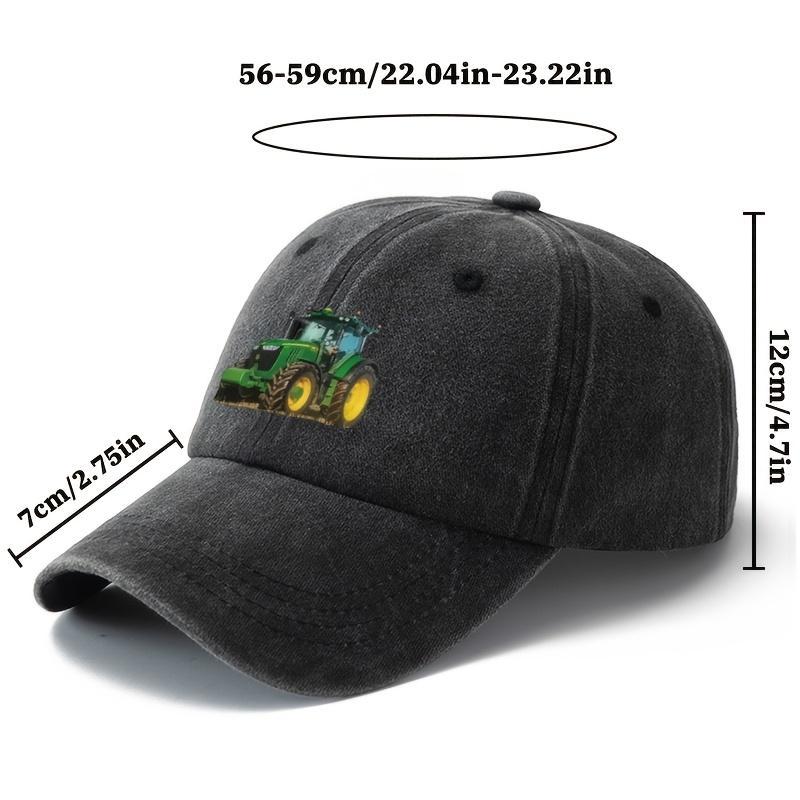 Printed tractor baseball cap men's outdoor camping vacation casual curved brim hat retro duckbill cap dad truck driver hat