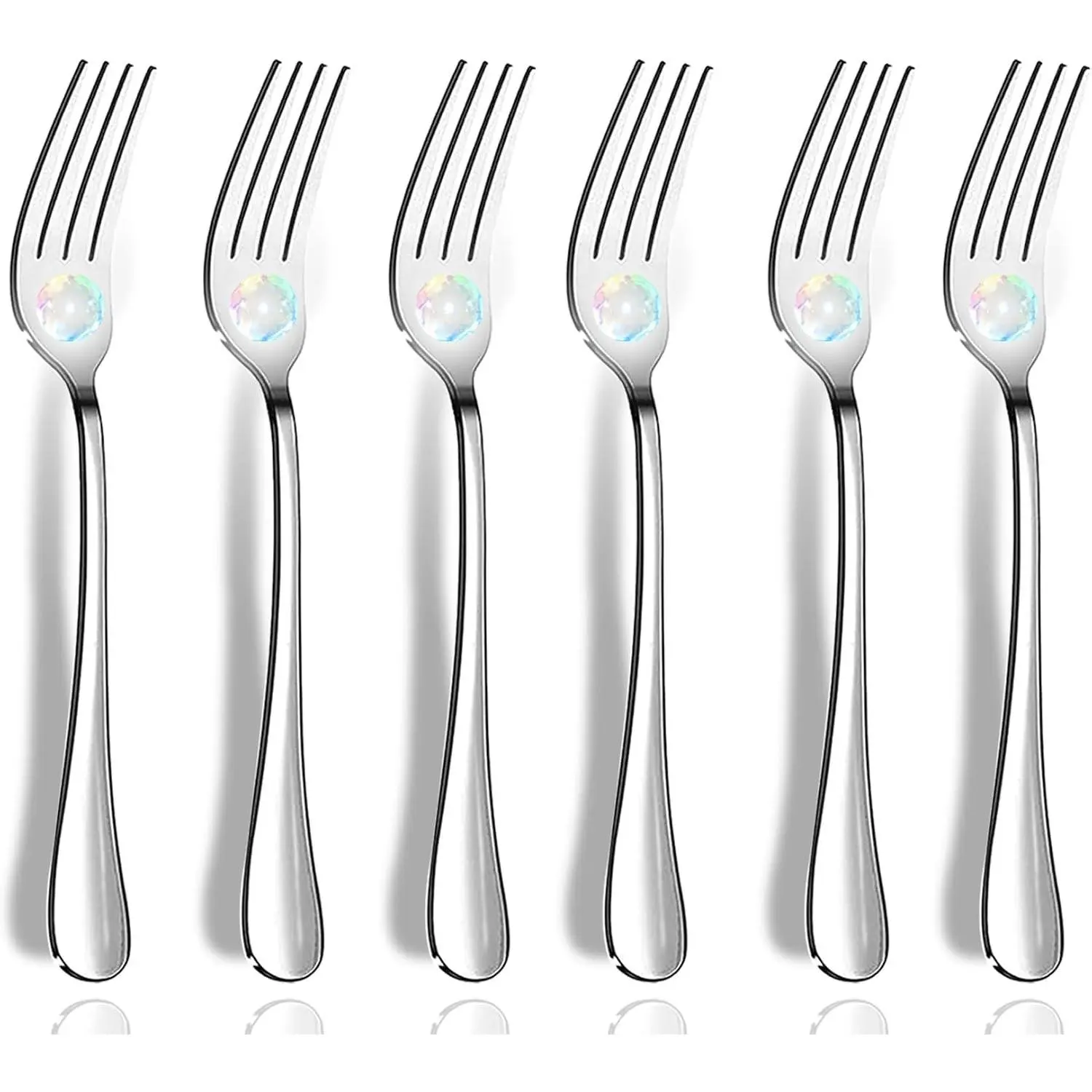 Dinner Forks, Set of 6 Top Food Grade Stainless Steel Silverware Forks, Flatware Set,8 Inches, Mirror Finish & Dishwasher Safe, New Apartment Essentials Cutlery Set
