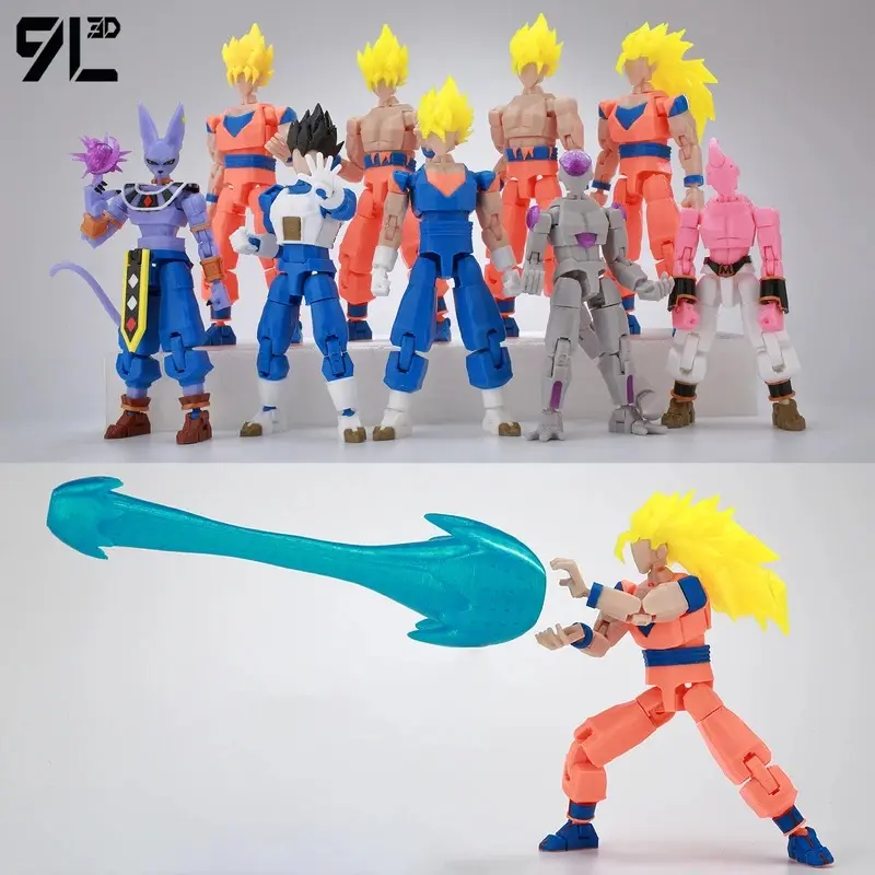 9L3D Printed Dragon Ball Son Goku Vegeta ​   Beerus Frieza Anime Lucky13 Dummy13 Titan13 Action Figures Multi-Jointed Movable Toys