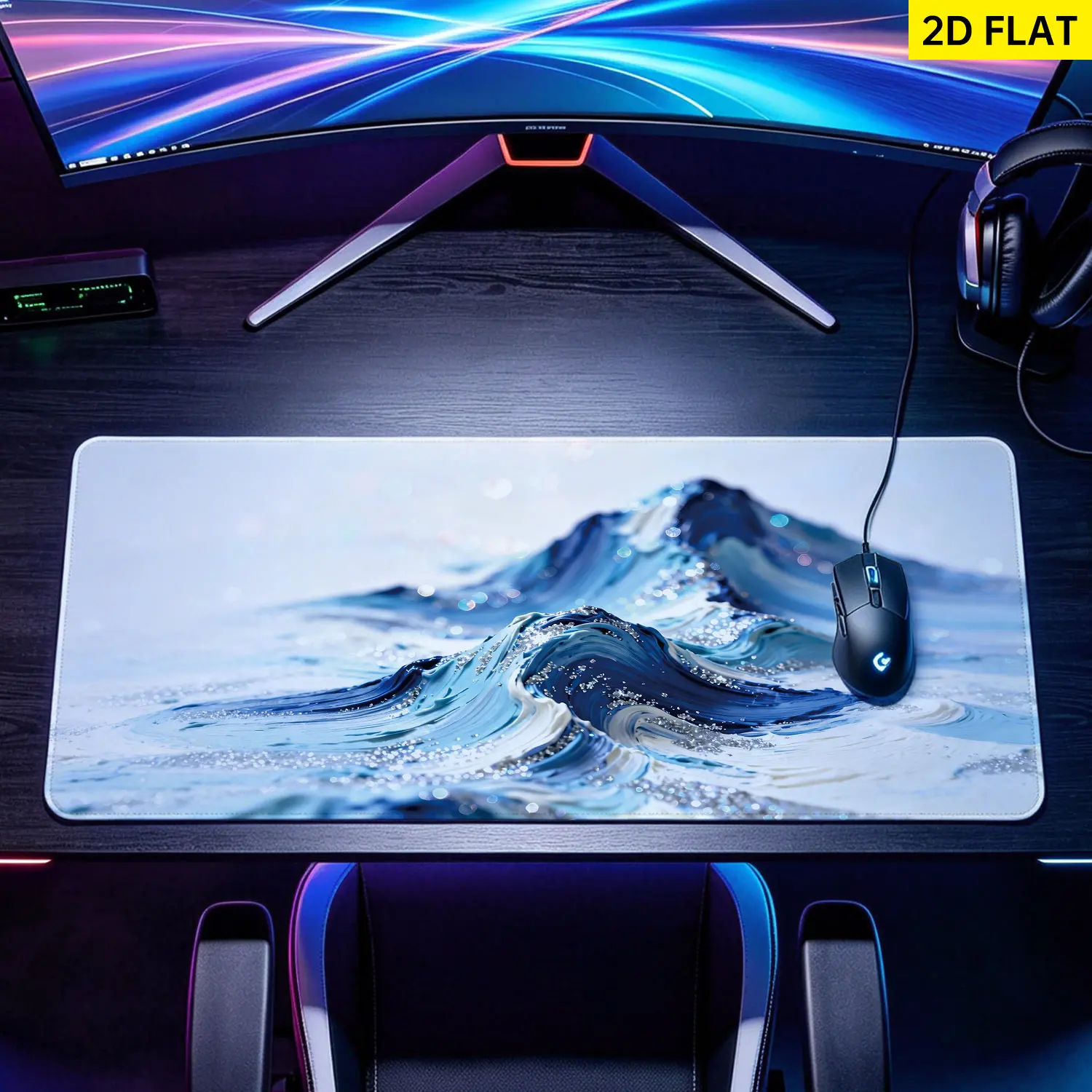 Extra Large Abstract Ocean Wave Oil Painting Mouse Pad, Non-Slip Rubber Base, Lock Edge, Washable Multi-Size Computer Desk Pad, Precise Control Gaming Mousepad for Gamers, Home Office Desktop Protection & Gift, 3D Banana Design