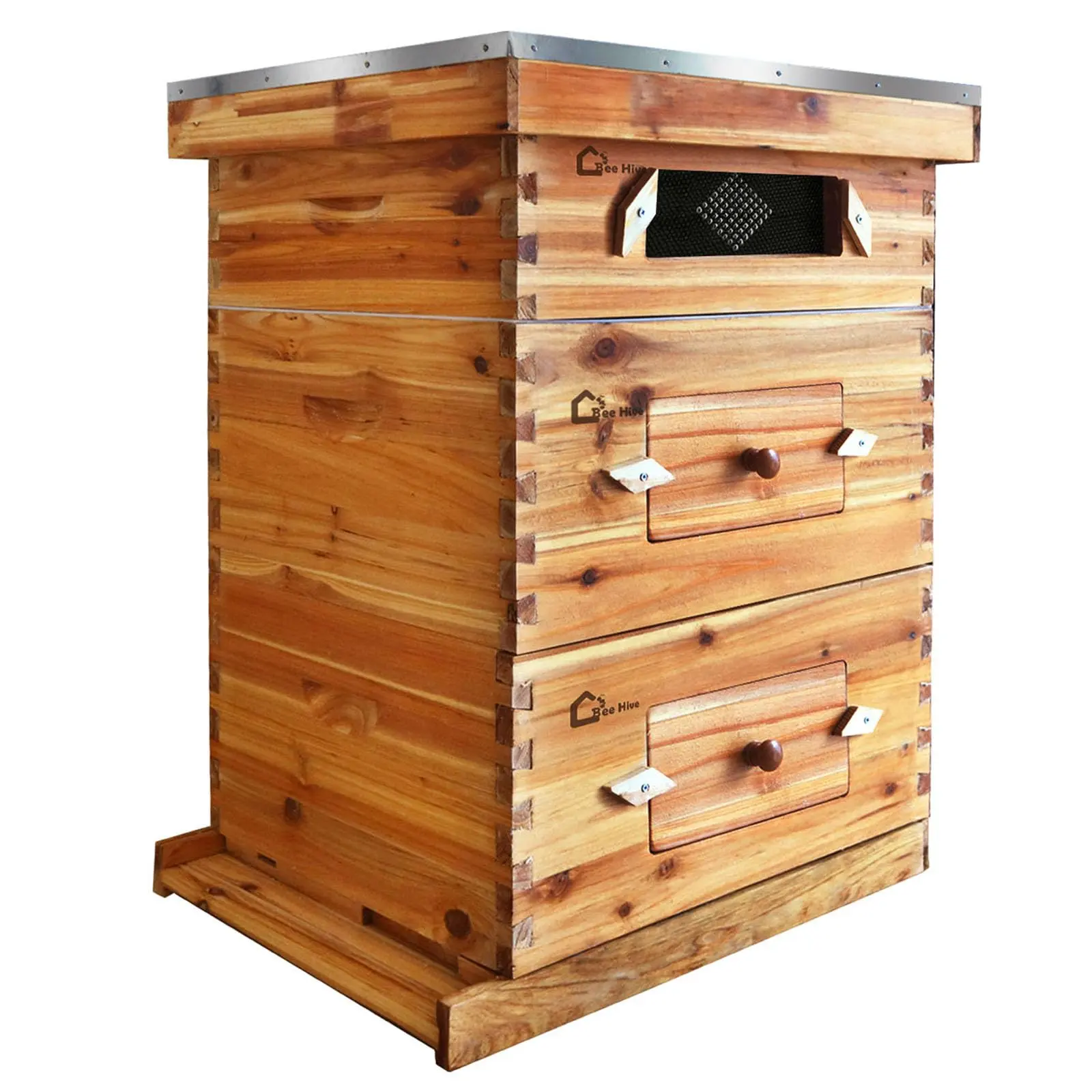 Langstroth Beehive Starter Kit, Cedarwood Beekeeping Box with Frames, Observation Window & Full Accessories, Beginner Beekeeping Supplies for Backyard Apiaries