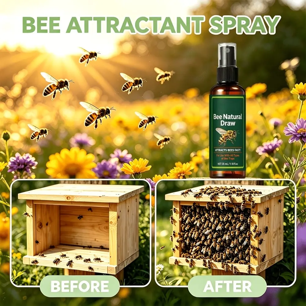 Bee Attractant Spray – Supports bee-friendly gardening; suitable for gardens, orchards, flowers, and vegetables. Attracts healthy bees, improves plant pollination, and promotes crop growth. Features a lightweight, safe, and easy-to-apply formula.
