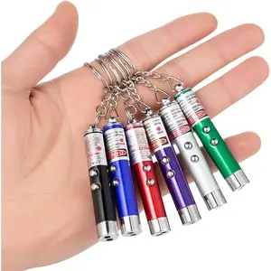 6 Pcs Interactive Pet Laser Toy Mini Keychain Laser Pointer with LED Flashlight Remote Control for Cats & Dogs
