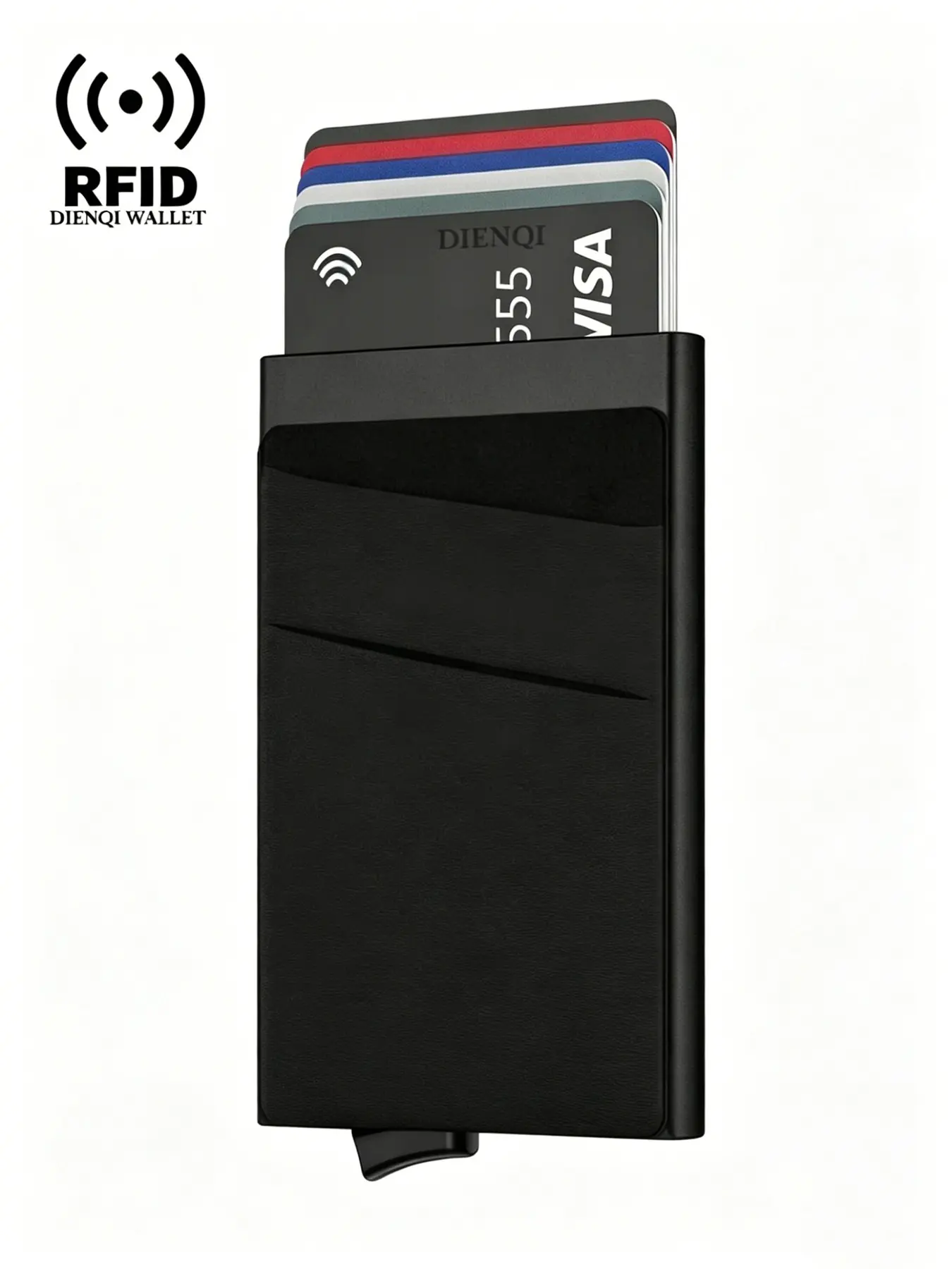 RFID Blocking Auto Pop Up Credit Card Holder, Aluminum Alloy Slim Card Wallet, Anti-Theft Portable Front Pocket Card Case for Men