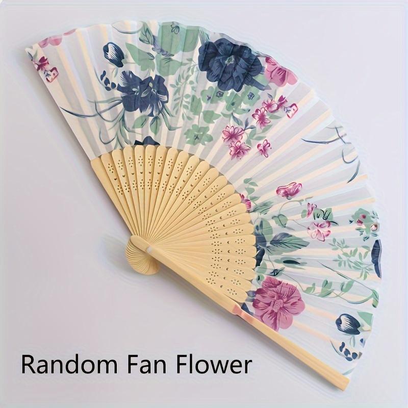 1Pcs/3Pcs Floral Flower Design Folding Hand Fan Japanese Vintage Folding Fan Chinese Retro Style Hand Fan with Wooden Ribs Decor Fan for Dancing Wedding Party Decorations Supplies