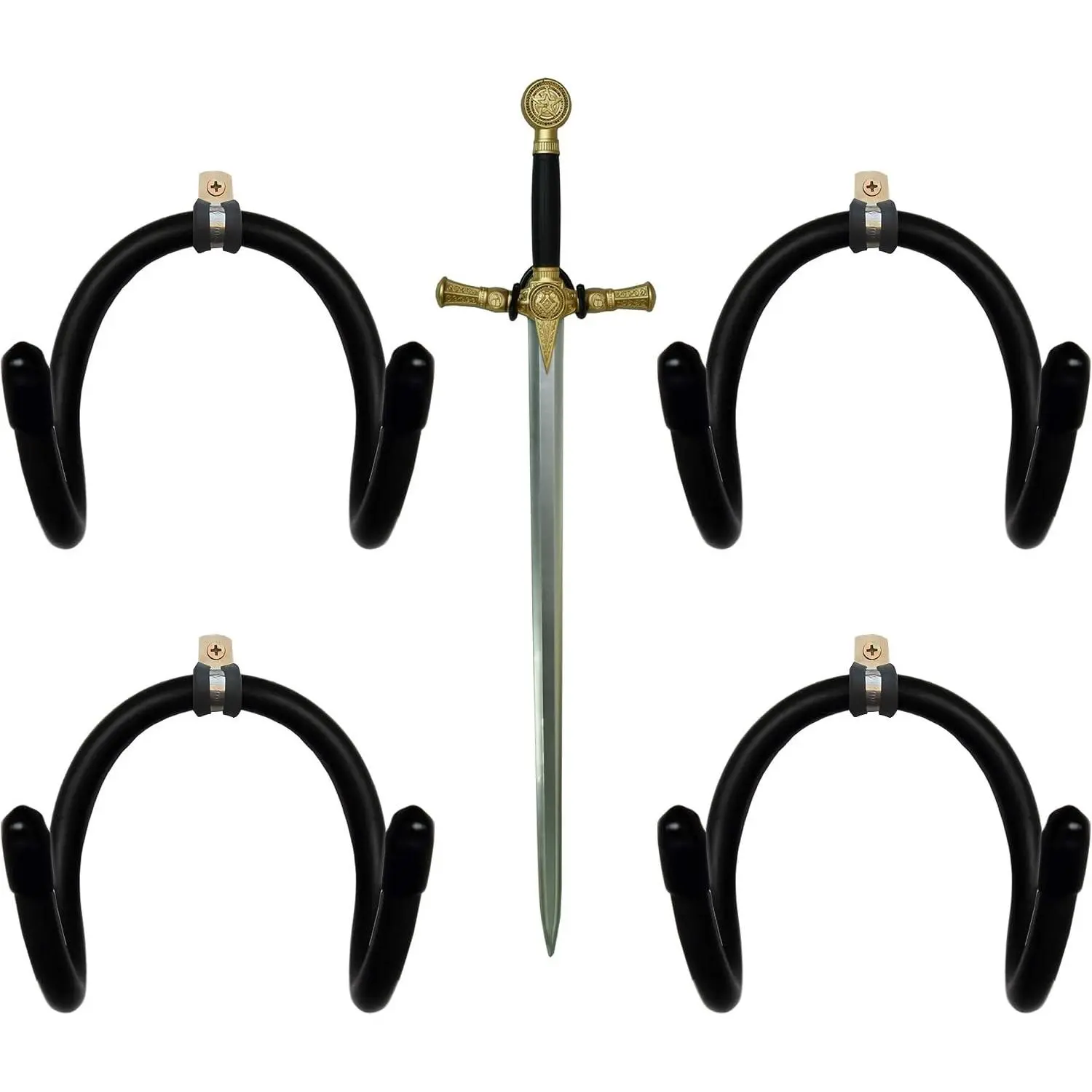 MINI Adjustable Sword Wall Hook Display Hanger Wall Mount for Sword Dagger Axe KeyBlade etc - No Sword Vertical Display - 4/PK