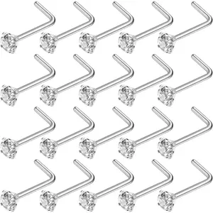 Nose Rings, Titanium Steel Nose Piercings Stud  for Women Men Cubic Zirconia Imitation