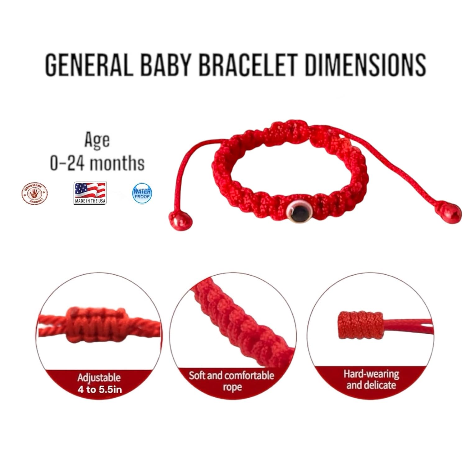 Red Bracelet Baby, Baby Girl and Baby Boy.Protect Charm Baby.Rope Good Luck and Evil Eye Baby Bracelet