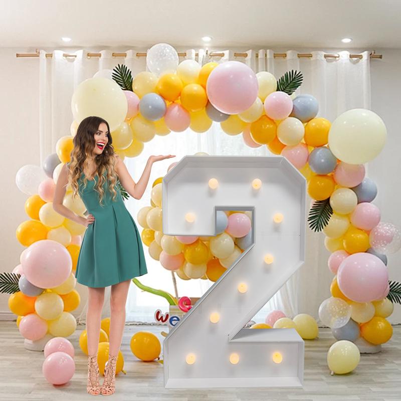 Marquee Numbers 4 Feet Tall Large Birthday Decorations 4FT Light Up Numbers Party Decor Big Backdrop Foam Cardboard Number 0-9  Cardboard Pre-Cut Foam Board Sign Diy Decorations Anniversary Decoration Party Supplies