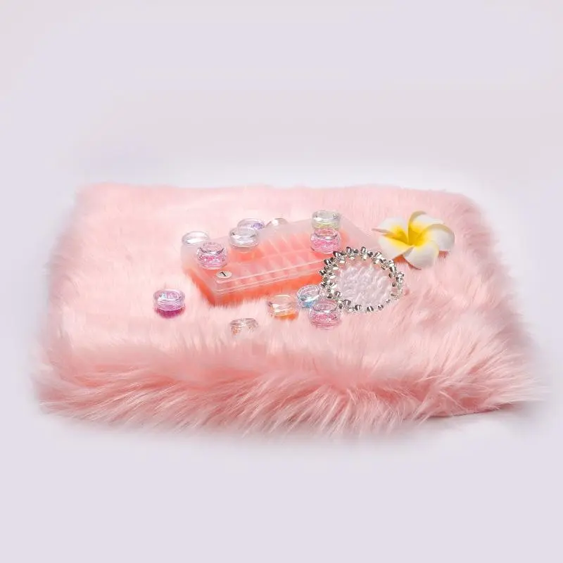1pcs quared Faux Fur Velvet Nail Pad - Plush Photo Prop & Jewelry Display Mat, Luxury Tabletop Decor for Nail Art and Photography Setup, Nail Art Accessory | Fluffy Texture Mat | Soft Texture Mat