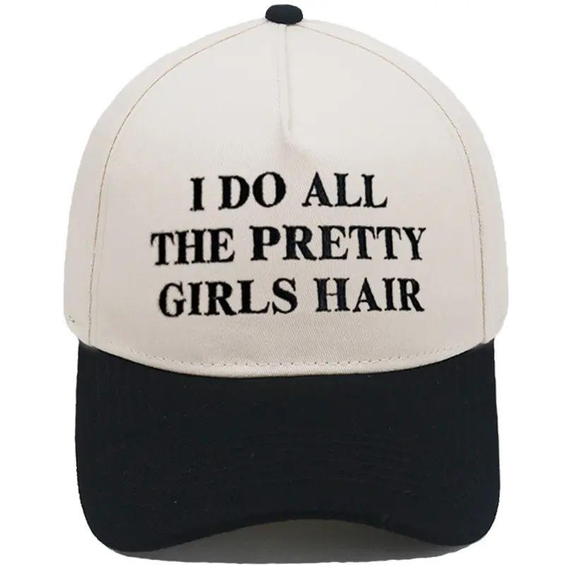 "I Do All The Pretty Girls Hair" Premium Embroidered Baseball Cap - Two-Tone Hairstylist Streetwear 5-Panel Structured Hat (1 PC)