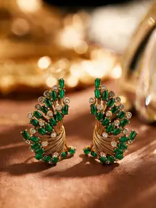 1 pair of retro light luxury fan shaped diamond studded earrings, suitable for daily wear, vacation dates, and other occasions, and also a surprising and exquisite small gift.