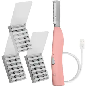 Patented Dermaplane Razor for Women Face – Painless 2-in-1 Facial Exfoliation & Peach Fuzz Hair Removal – Anti-Aging – 3 Speeds – Rechargeable – 19 Weeks Treatment