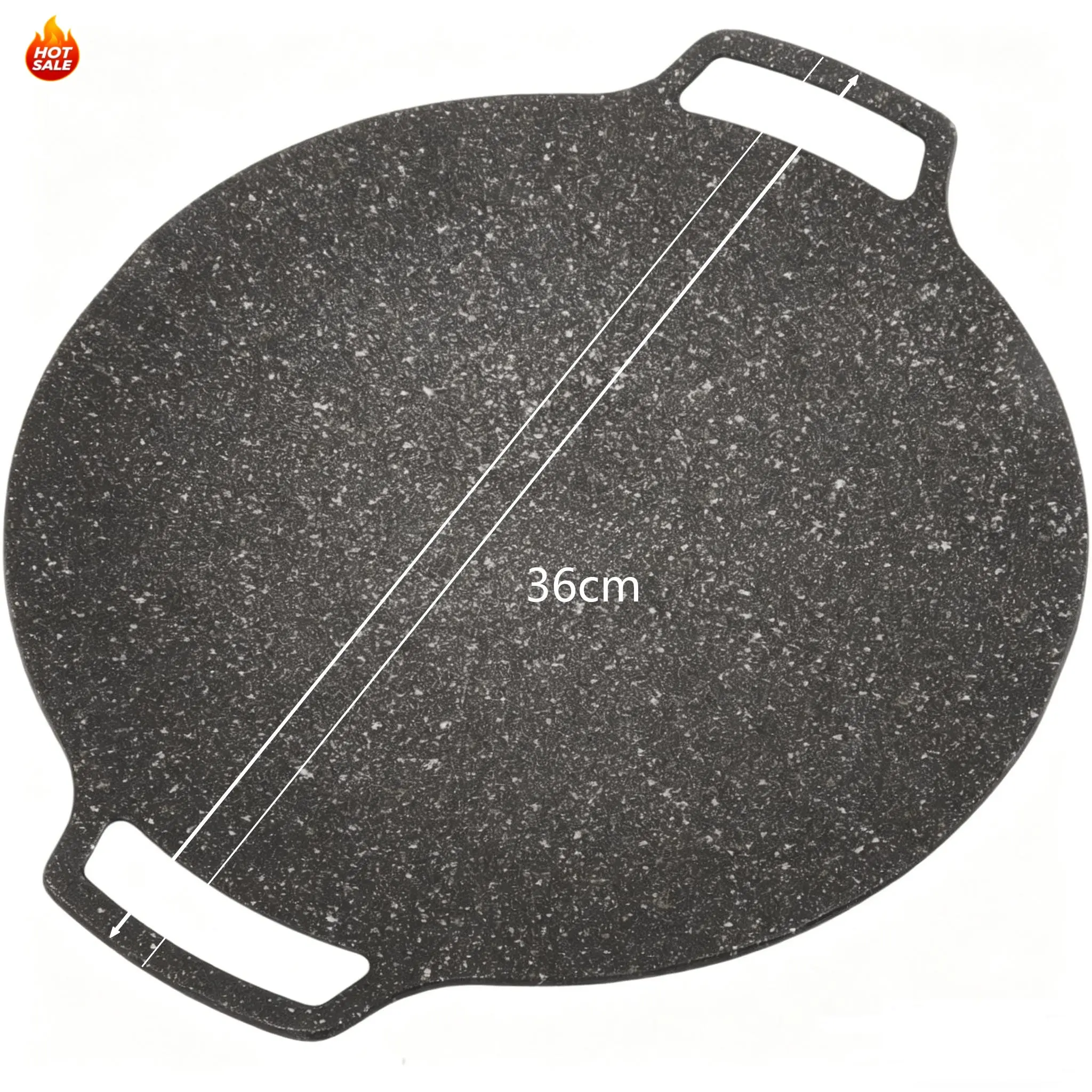 Large Cast Iron Round Pan - Nonstick Coating Cast Iron Pan, Induction-Compatible Cookware with Portable Spatula, Durable Kitchen Tool for Home, Camping, Nonstick Coating Pan
