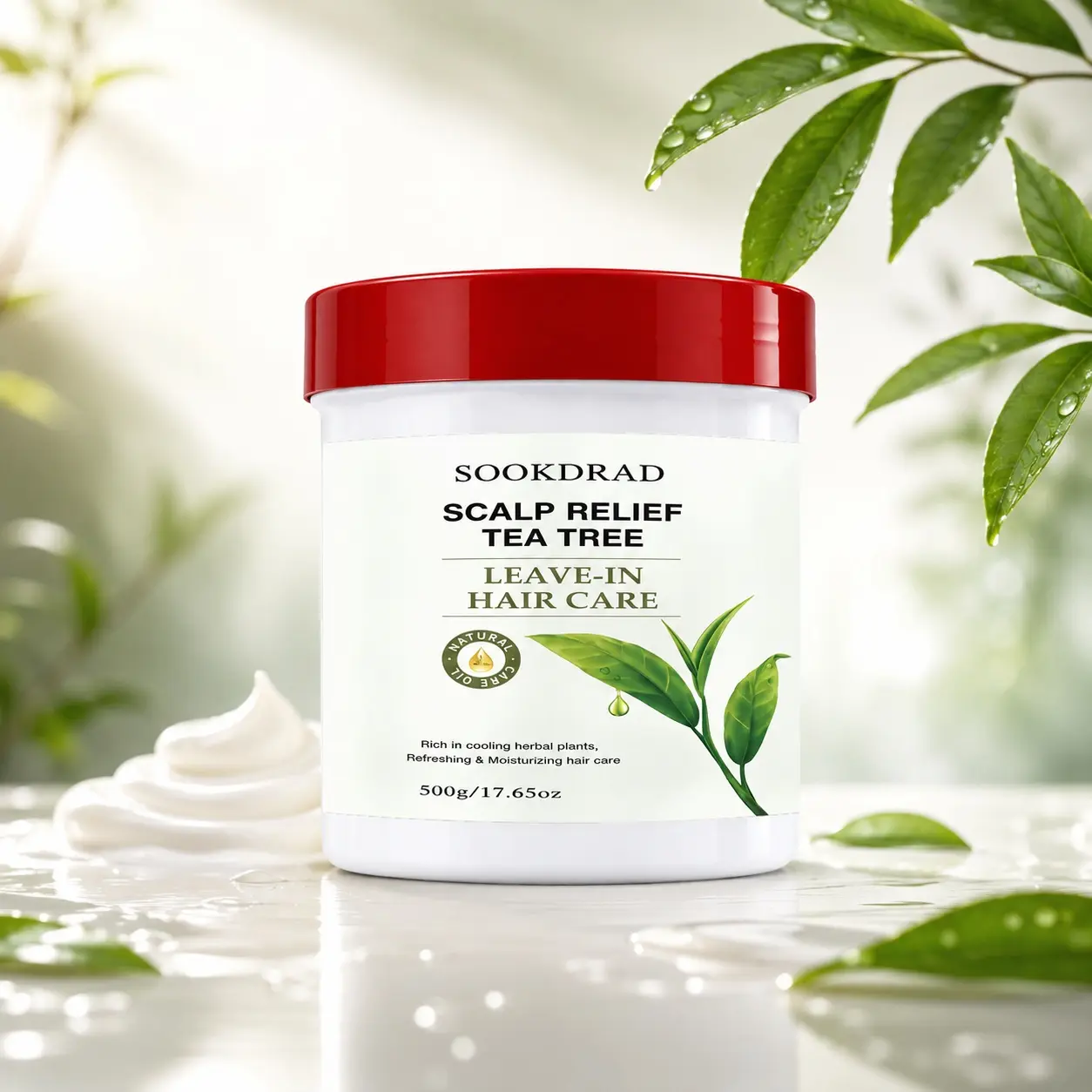 Scalp Relief Tea Tree Leave-In Hair Care, natural tea tree oil, refreshing, moisturizing, scalp care, all hair types, 500g