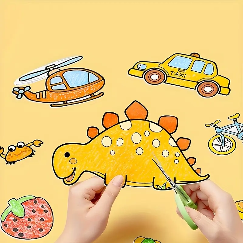 3-Volume Fun Coloring Scroll Set, Random Patterns, for Children and Teens Ages 3+, Hand-Drawing Creation, Cartoon Animals/Fruits/Fun Shapes to Develop Artistic Talent, Enlightenment Drawing Teaching Aid, Great Gift for Holidays and Birthdays