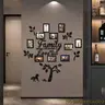 10 Pcs 6-Inch Family Tree Acrylic Photo Frame Wall Stickers with Pony Accent, Removable 3D Mirror Finish Tree Wall Decals, Art Background Decor for Home & Office, Wall Decorations