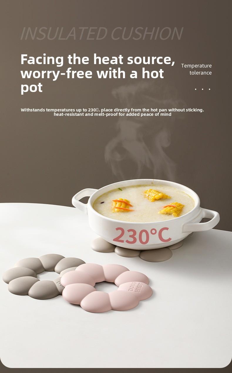 FaSoLa silicone heat-resistant mat, high-temperature resistant and anti-scalding, kitchen pot mat, coaster, thickened and foldable dining table tableware mat