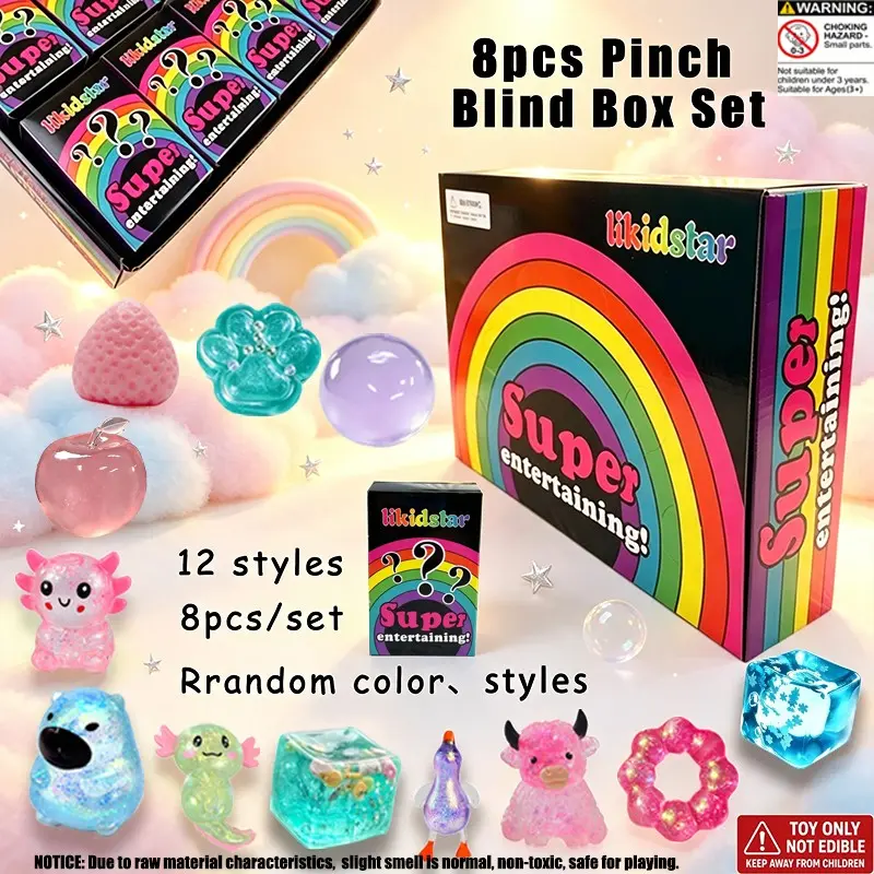 8pcs - Mysterious Surprise Blind Box Pinch Set, with a wide variety of colors, suitable for gifting to friends, perfect for office workers and students under pressure, very stress relieving