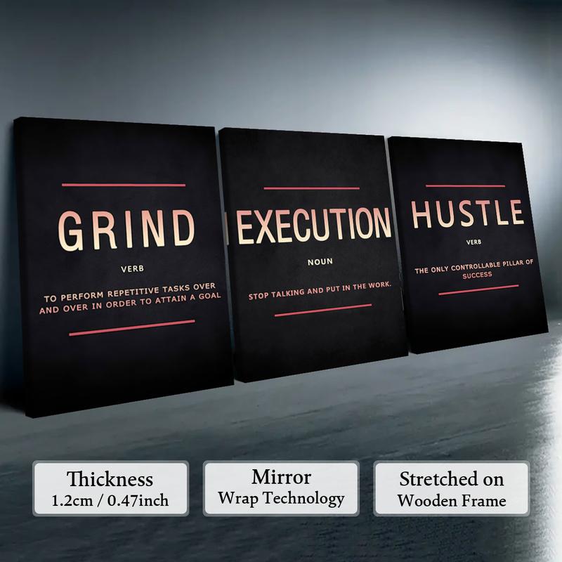 Wooden Framed Canvas Painting, 3 Counts/set Modern Art Inspirational Wall Art, Wall Decor for Home Living Room Bedroom Office